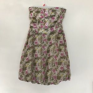 Strapless floral mini dress
